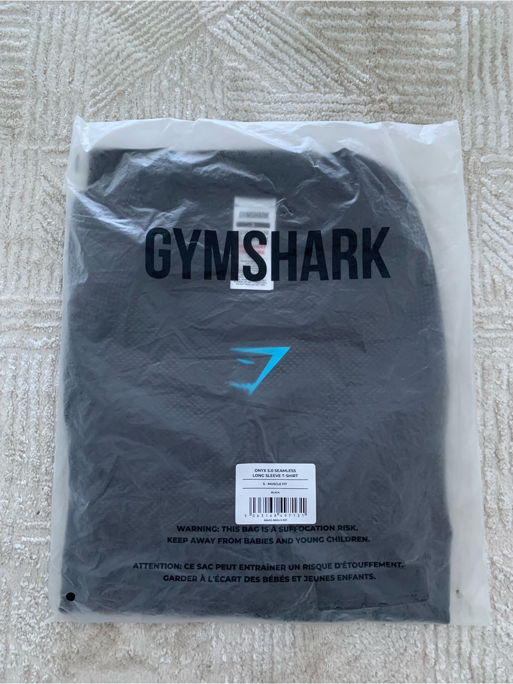 NEW Gymshark Onyx 5.0 Seamless Long Sleeve T-shirt Black/Onyx Grey Size SMALL